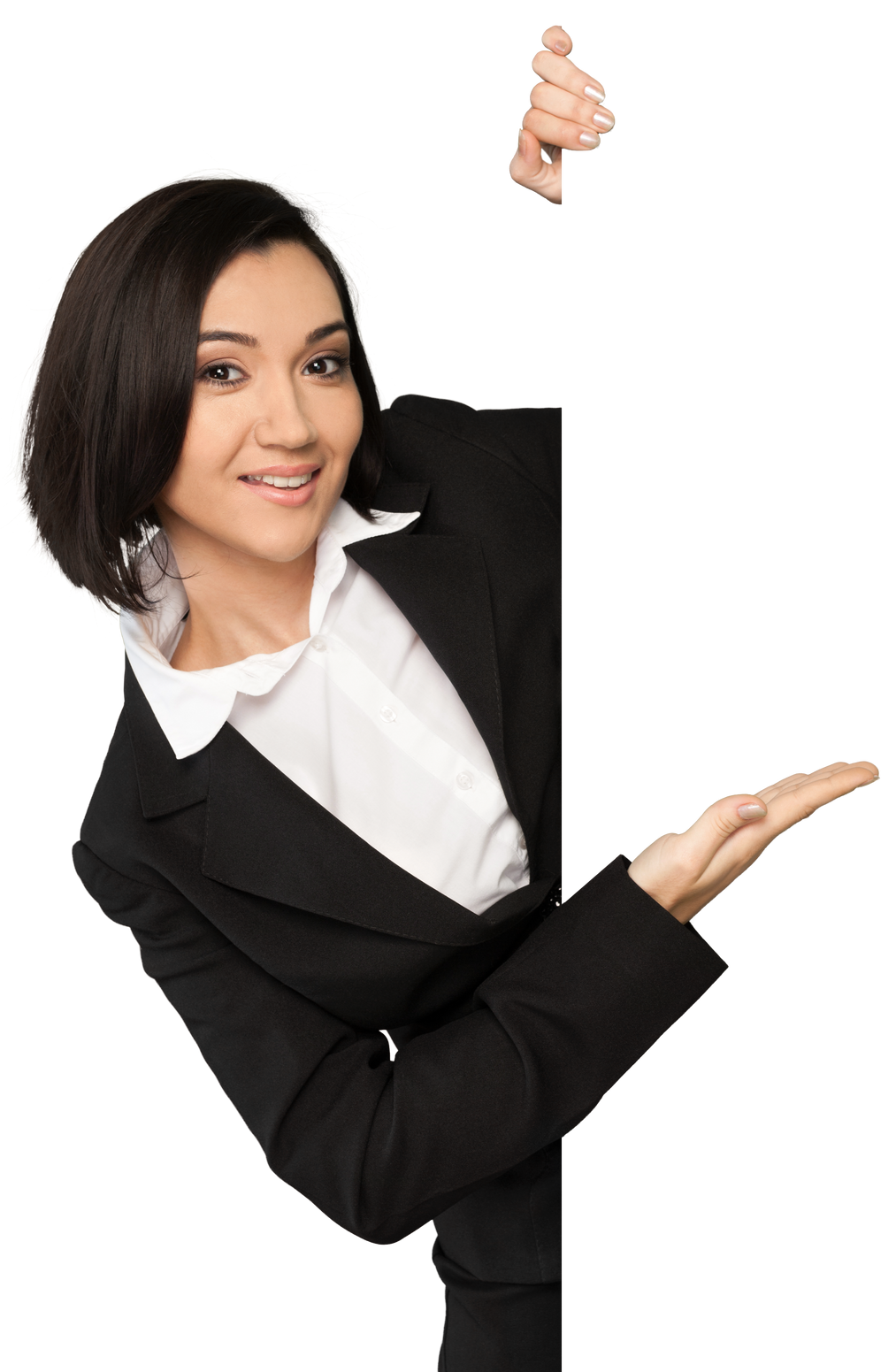 Portrait of a Businesswoman behind Blank Wall Showing Empty Space